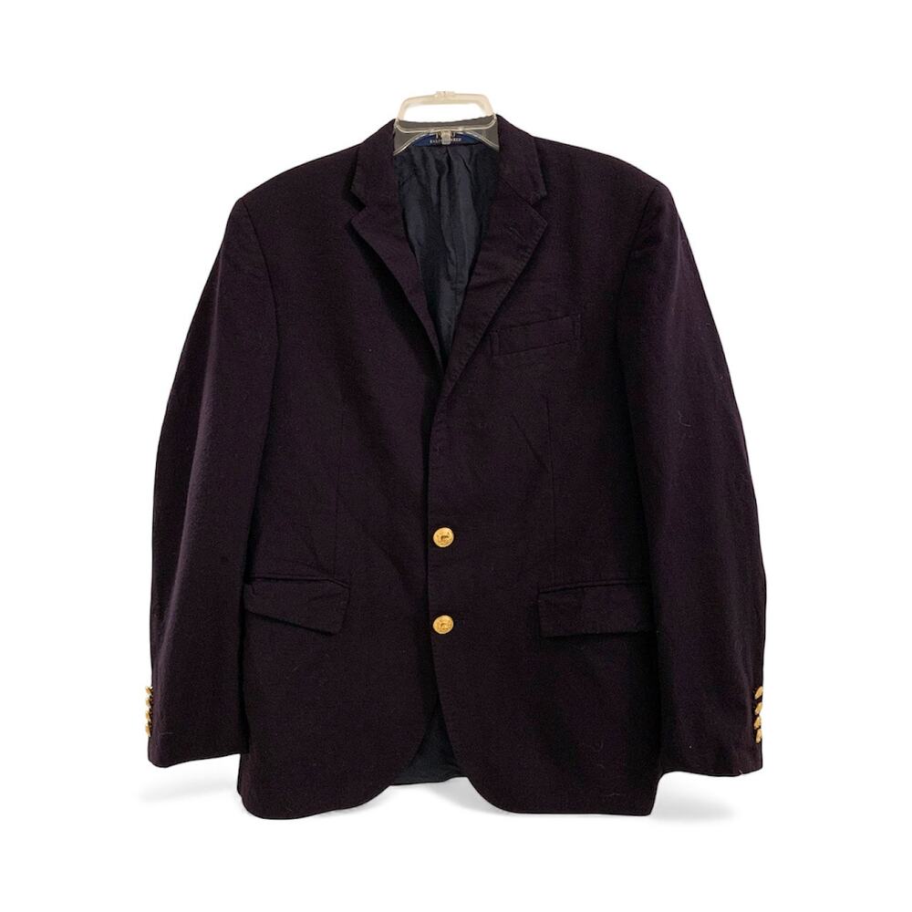 Polo Ralph Lauren 100% Wool Single Beasted Blazer Waistcoat Men Navy 42 S